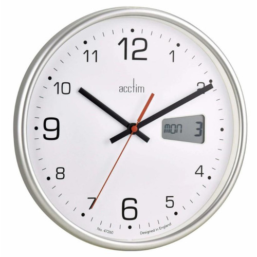 27cm silver wall clock digital - silver,