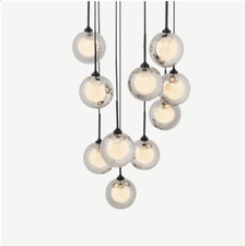 MADE.com Masako LED Chandelier Ceiling Light, Extra Large - Smoked & Opal Glass