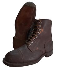Vintage Army Boots Brown Leather WW2 Pattern Dated 1945 Heel & Toe Plates EU 47
