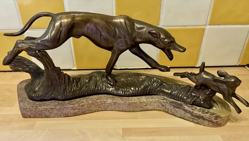 Large solid bronze - lurcher, /