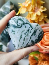 Large Moss Agate Double Heart