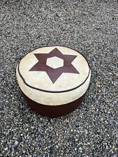 Sherborne Footstool Vintage Leather Maroon Cream Round Retro Lounge