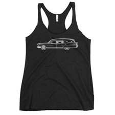 Funeral Hearse Car Gothic Halloween Ride Women's Racerback Tank Top Shirt