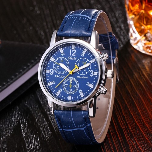 Men watch with leather strap - with,