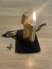 Vintage Dunhill Rollagas Lighter Gold Plated Serviced With Pouch And Adapter