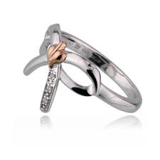 Clogau Silver Ring Size N Diamond Bow Welsh Rose Gold 3STOLBR Gift