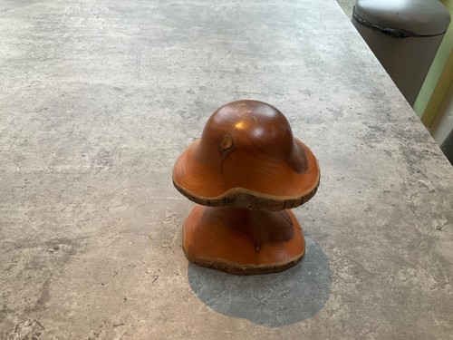 Wooden toadstool ornament - wooden,