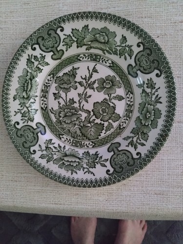 Indian tree green inch plate - green,
