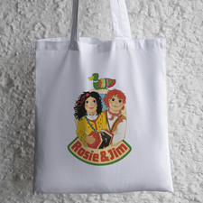 Rosie and Jim Gift White Tote Bag Holiday Shopping Bag 41 x 37cm