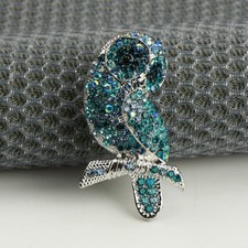 Blue Forest Owl Brooch Elegant