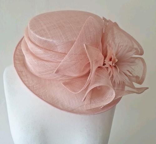 Blush salmon pink floral hat - blush,