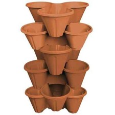 Set of 6 Trio Stacking Garden Plant Strawberry Planting Herb Flower Pot Planter
