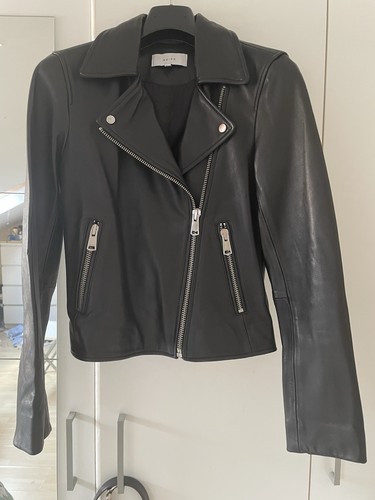Reiss black leather jacket - black,