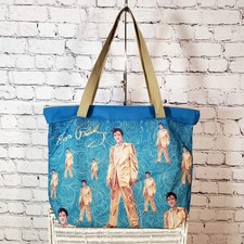 Elvis Presley Large Blue Tote Bag Graceland Dance Hound Dog