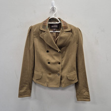 Moloh Tweed Sporting Country Wool Military Brown Blazer Jacket Women Size UK 10