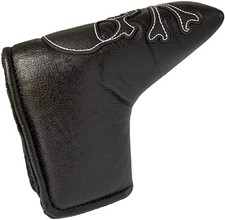 Black Premium Synthetic Leather Golf Skull Putter Cover Blade Magnet Headcover