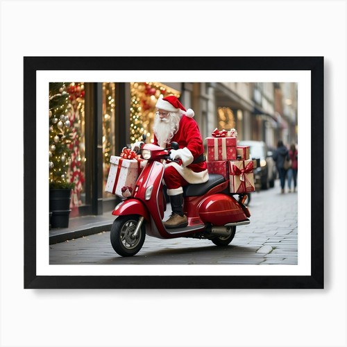 Santa claus moped art - santa,