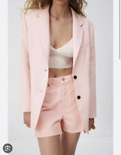 New Zara Pastel Pink Blazer Jacket with Asymmetric Seam Size: XS
