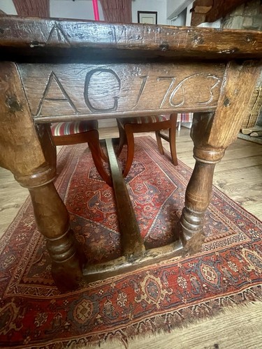 Antique c17 oak refectory - ,
