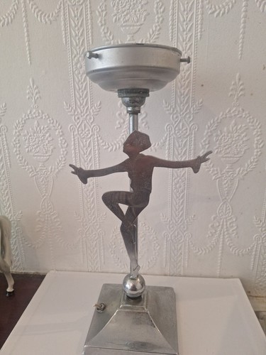 Chrome lady lamp art - chrome, deco