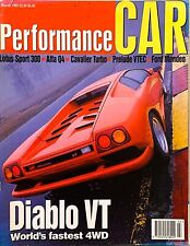 PERFORMANCE CAR MAGAZINE MAR-1993 - Lotus Carlton, Porsche 968 CS, Alfa 155 Q4