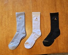 3 Pairs of Black, White and Light Blue Jordan Adults Socks. Sizes 6-12. Unisex.