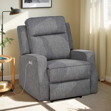 HOMCOM Electric Armchair, Fabric Recliner Chair with USB Port, Charcoal Grey
