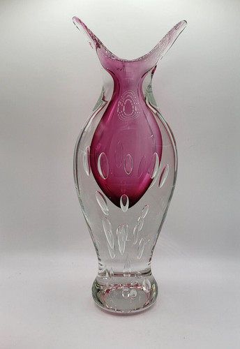 Vase pink clear glass - glass,