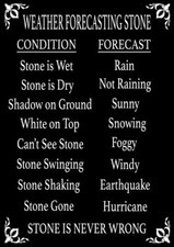 WEATHER FORECASTING STONE Metal SIGN fun never wrong forecast patio garden Tin