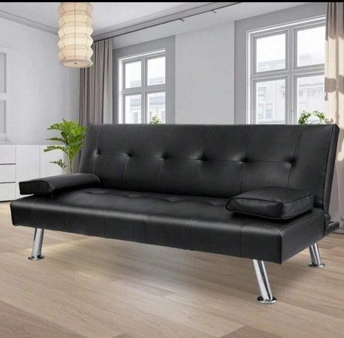 Seater faux leather sofa bed - seater,