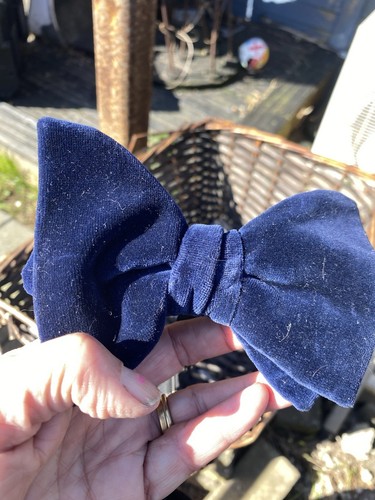 Vintage cotton velvet bow tie - velvet,