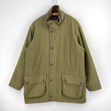 Barbour Lightweight Berwick Tweed Coat Mens Large Green Check Shooting Jacket