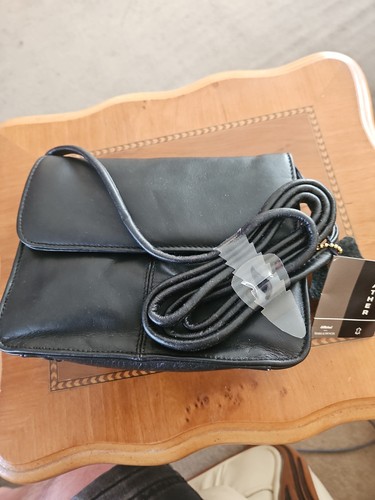 Black leather crossbody - black,