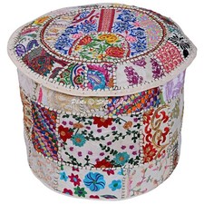 Indian patchwork cotton - patchwork, white