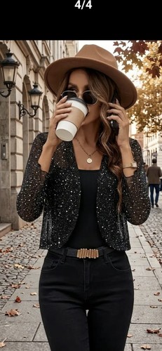Black sequin bolero jacket - bolero, –