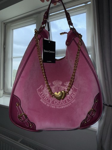 Juicy couture pink velour hobo - couture,