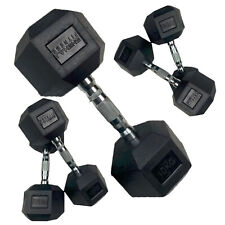 Hex Dumbbells Cast Iron Rubber Encased 5kg-50kg Gym Weights Set Pairs & Single