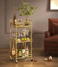 3-Tier Drinks Trolley, Gold