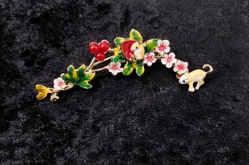 Mouse brooch rhinestone gold - mouse,