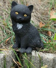 Stone figure black cat Morle frost-proof cast stone cats garden figurine black