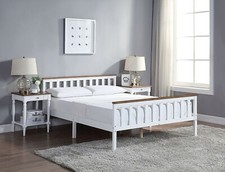 White Solid Wooden Bed Frame