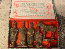 Vintage Chinese Terracotta Army Warrior Soldiers + Horse Boxed