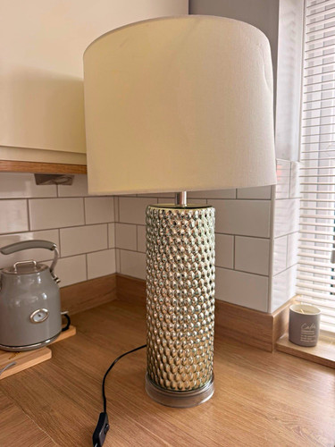 Textured silver metal table - textured,