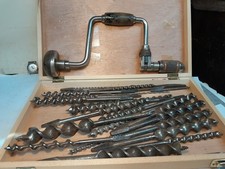 Vintage Stanley No 73-10IN Hand Brace  box of 20+ Bits  inc Marples Ridgeway