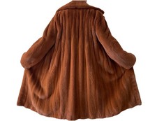 RRP £3,000 Modern NEW Real MINK Fur Coat Dyed CINNAMON / RUST Colour Full Length