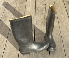 VINTAGE BRITISH MADE DUNLOP WARWICK BLACK RUBBER WELLINGTON BOOTS SIZE 8 VGC