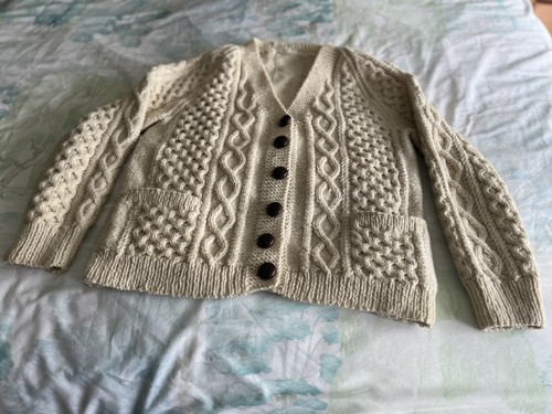 Hand knit cream aran cable - hand,