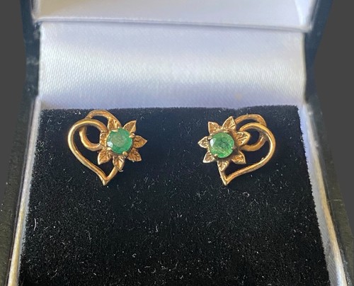 Vintage 9ct gold natural jade - vintage,