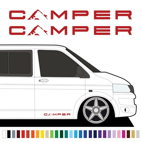 Camper mountain door stickers - door,