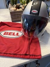 Bell Open Faced Silver & Black Helmet - Medium Size With Visor